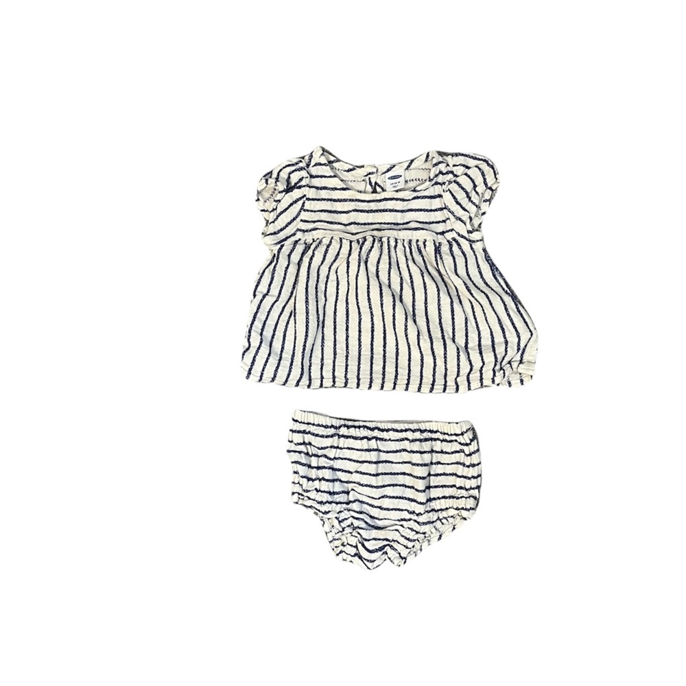 Old navy matching shirt and bloomer shirt set navy blue stripes size 12-18 month